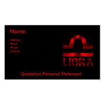 Símbolo rojo del horóscopo del libra tarjetas de negocios