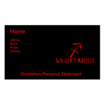 Símbolo rojo del horóscopo del sagitario tarjetas de visita