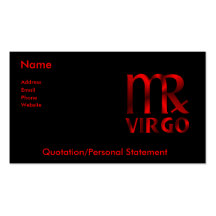 Símbolo rojo del horóscopo del virgo plantilla de tarjeta de visita