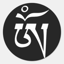 símbolo sagrado de OM del tibetano Etiqueta Redonda