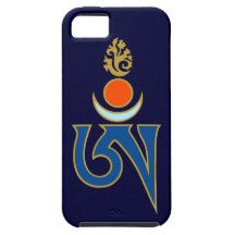 Símbolo tibetano de OM con Sun, la luna, y la llam iPhone 5 Case-Mate Cárcasas