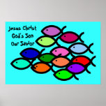 Símbolos cristianos de los pescados - escuela del  posters