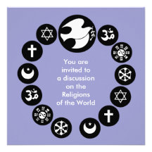 Símbolos de la religión del mundo invitación personalizada