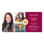 Simplemente clase rojo oscuro del collage de invit tarjetas con fotos personalizadas