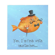 Sir Fishy Mustached Fish Blocs De Notas