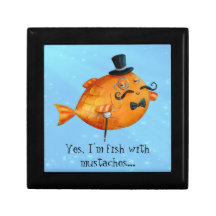 Sir Fishy Mustached Fish Caja De Regalo
