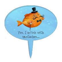 Sir Fishy Mustached Fish Figura De Tarta