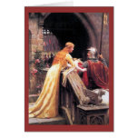 Sir Lancelot y Guinevere en las escaleras Felicitación