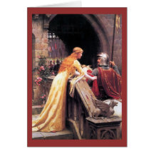 Sir Lancelot y Guinevere en las escaleras Felicitación