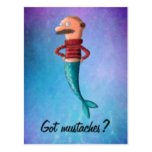 Sirena calva y de Moustached Tarjetas Postales
