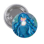 Sirena con el botón brillante de la perla botones