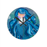 Sirena con la perla brillante reloj de pared