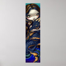 Sirena con un dragón de la impresión del arte de l posters