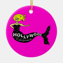 Sirena de Hollywood - diseño doble rosado Adornos De Navidad