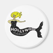 Sirena de Hollywood redonda Imán De Nevera
