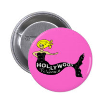 Sirena de Hollywood redonda (rosa) Pin