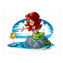 Sirena del dibujo animado tarjetas postales
