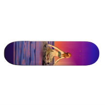 Sirena en la puesta del sol tablas de skate