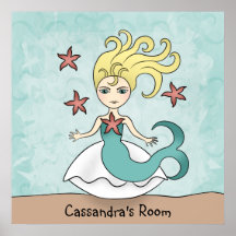 Sirena linda a personalizar poster