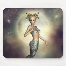 Sirena mística de la luna alfombrillas de ratón