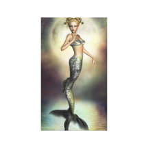 Sirena mística de la luna impresión en lona
