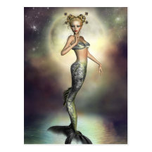 Sirena mística de la luna tarjetas postales