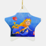 SIRENA RUBIA CON LOS PESCADOS ROJOS ADORNO DE REYES