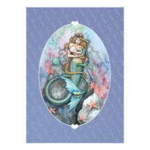 Sirena y bebé de las invitaciones de la fiesta de  invitacion personalizada