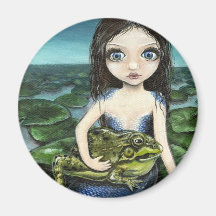 Sirena y lirio de la charca la rana iman de nevera