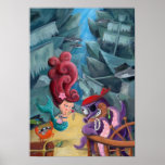 Sirena y piratas lindos poster