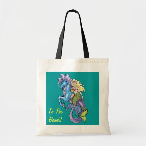 Sirena y Seahorse al bolso de la playa Bolsa De Mano