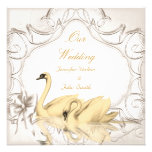 Sistema blanco del arco de los cisnes del boda del invitaciones personales 