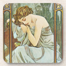 Sistema de Alfonso Mucha Repos de la Nuit Coaster Posavasos