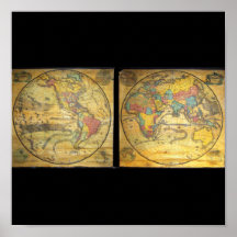 Sistema de los mapas murales raros C. 1858 del hem Posters