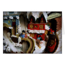 Sistema del tren de la ciudad del navidad felicitación