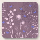 Sistema floral y de Buttefly púrpura de 6 práctico Posavasos De Bebidas