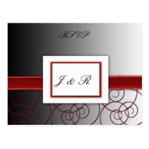 Sistema graduado negro y rojo del boda tarjetas postales