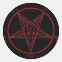 Sistema redondo rojo del pegatina de Baphomet