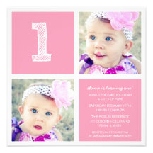 Sitio rosado para la primera foto de la fiesta de  invitaciones personalizada