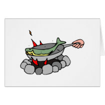 Skillet de los pescados tarjetas