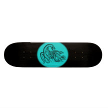 Skull - Teufelschädel mit Schlange Bedrucktes Skateboard