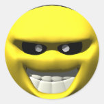 Smiley amarillo malo de la cara etiqueta