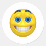 Smiley amplio del amarillo del ojo etiqueta