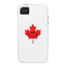 Smiley de Canadá - una cara sonriente en arce rojo iPhone 4 Funda