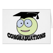 Smiley de Congraduations con el casquillo del grad Tarjeton