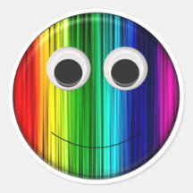 Smiley del arco iris etiqueta redonda