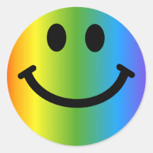 Smiley del arco iris etiqueta redonda