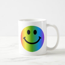 Smiley del arco iris taza