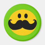 Smiley del bigote (color de fondo adaptable) imanes  