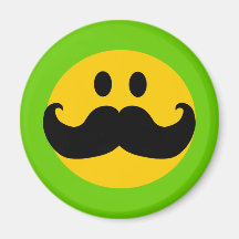 Smiley del bigote (color de fondo adaptable) imanes  